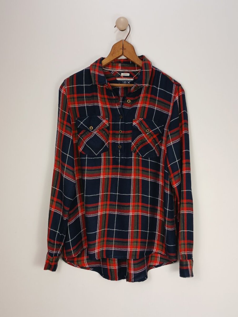 Tommy Hilfiger Women Plaid Button Down Shirt Size Small Relaxed Fit Top